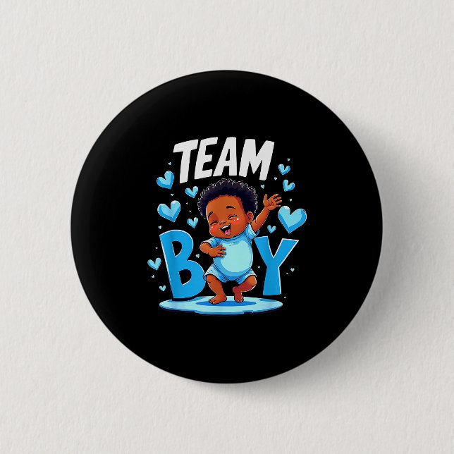 Team Boy Design Gender Reveal New Baby Boy  6 Cm Round Badge (Front)