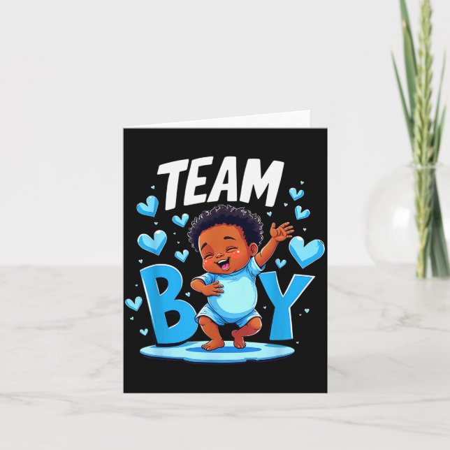 Team Boy Design Gender Reveal New Baby Boy  Card (Front)