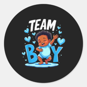 Team Boy Design Gender Reveal New Baby Boy  Classic Round Sticker