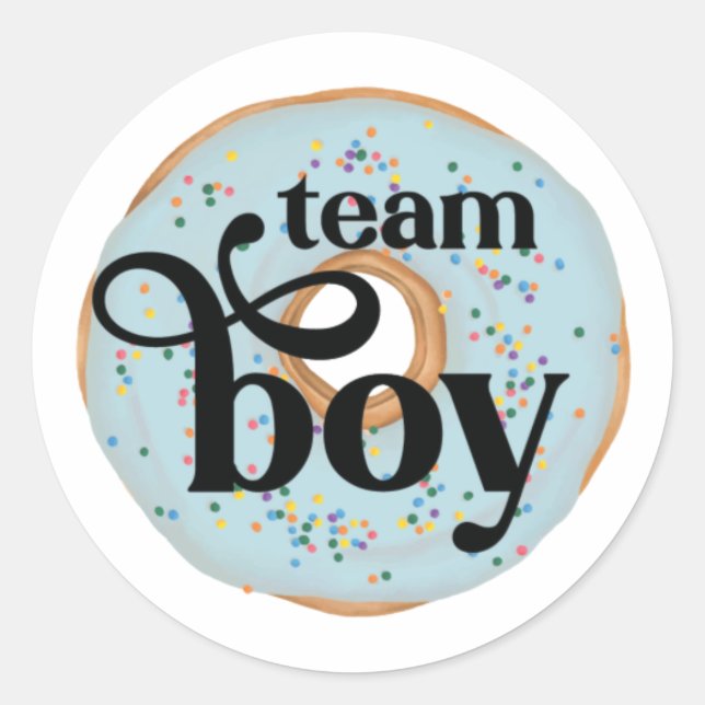 Team Boy Doughnut Gender Reveal Sticker (Front)