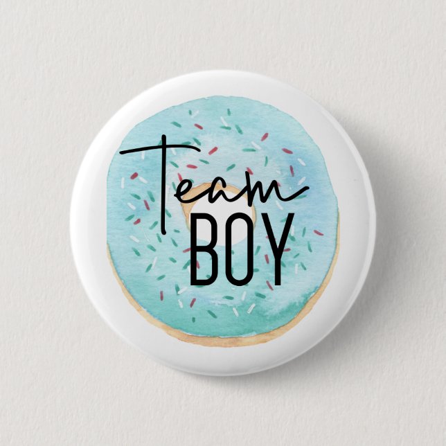 Team Boy Doughnut Themed Gender Reveal Pin  (Front)