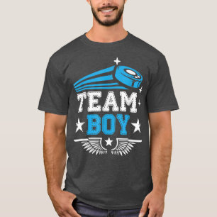 Team Boy Funny Hockey Themed Gender Reveal Party T-Shirt