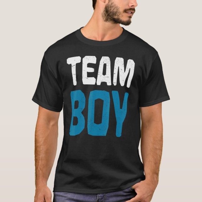 Team Boy Future Mum Dad Baby Announcement Gender R T-Shirt (Front)