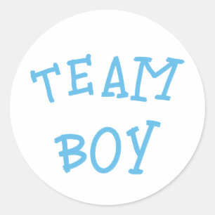 Team Boy Gender Reveal Blue Classic Round Sticker
