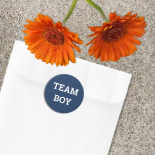 Team Boy Gender Reveal Classic Round Sticker