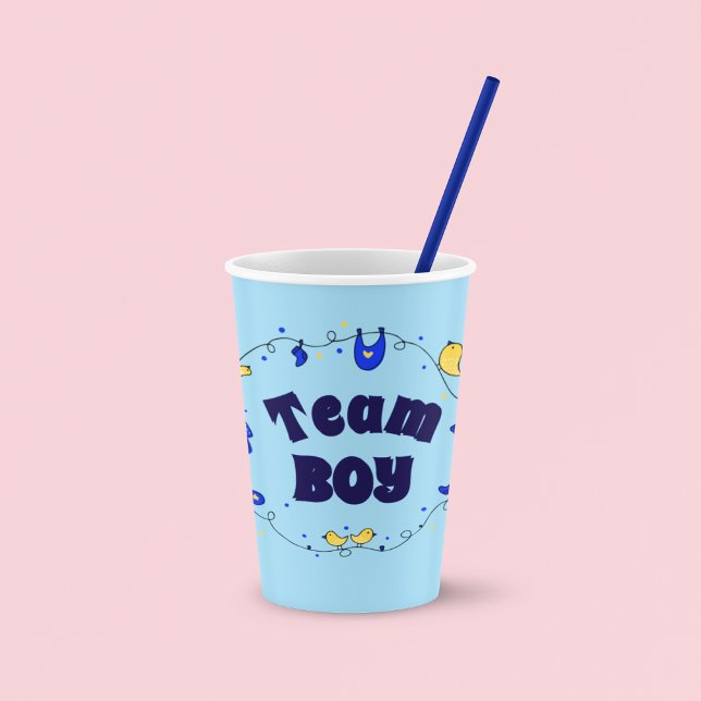 Team Boy Gender Reveal Paper Cups (Creator Uploaded)