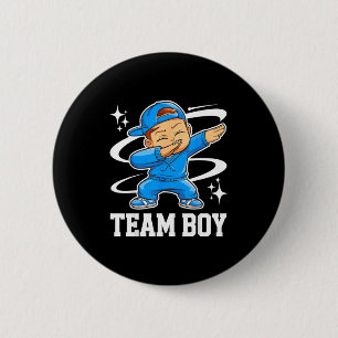 Team Boy Gender Reveal Party Baby Announcement  6 Cm Round Badge