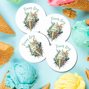 Team Boy Gender Reveal Party Vote Ice Cream   Classic Round Sticker
