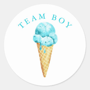 Team Boy Gender Reveal Party Vote Ice Cream Classic Round Sticker