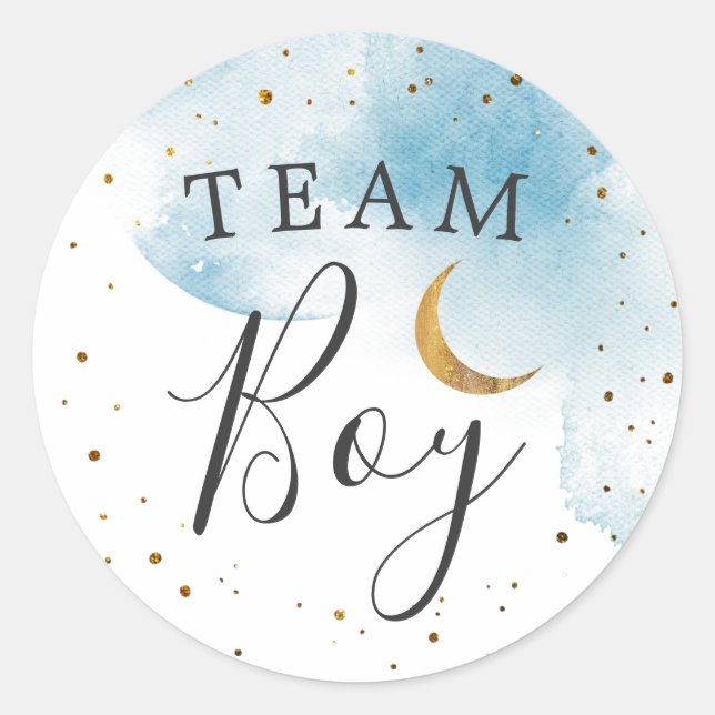 Team Boy Gender Reveal Twinkle Little Star Voting Classic Round Sticker (Front)