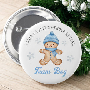 Team Boy Gingerbread Gender Reveal Party 6 Cm Round Badge