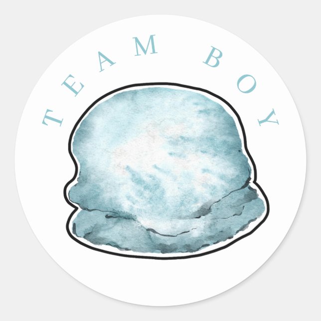 Team Boy Ice Cream Gender reveal Circle Sticker. C Classic Round Sticker (Front)