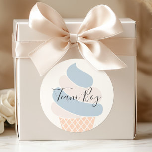 Team Boy Ice Cream Pastel Colour Gender Reveal Classic Round Sticker