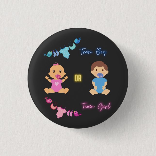 Team Boy or Team Girl Gender Reveal   3 Cm Round Badge (Front)