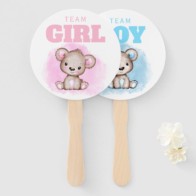 Team Boy or Team Girl Gender Reveal Voting Fan (Front and Back)
