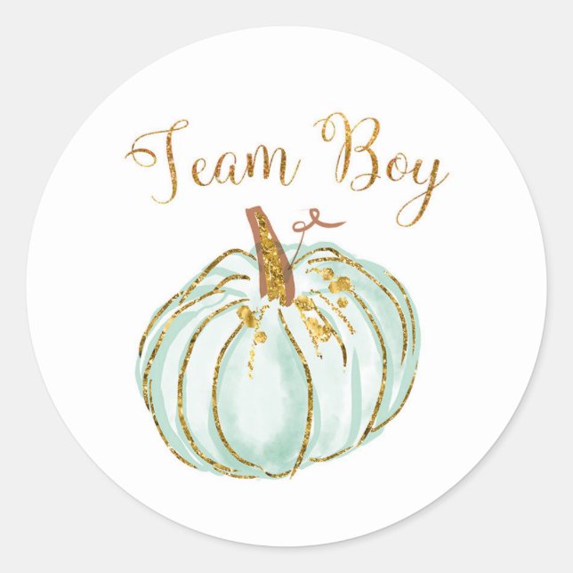 Team Boy Pastel Pumpkin Gender Reveal game sticker (Front)