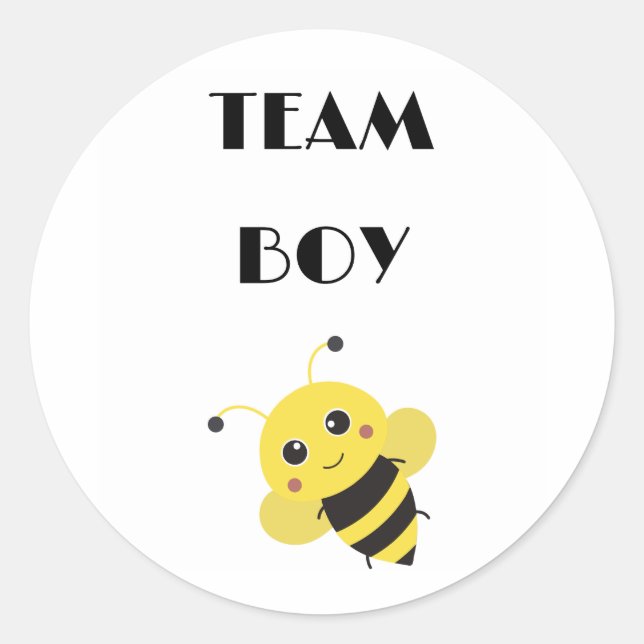 Team Boy Vote gender reveal party Classic Round Sticker (Front)