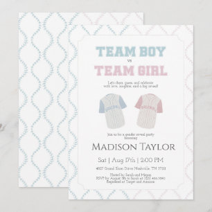 Team Boy vs Team Girl Baseball Gender Reveal  Invitation