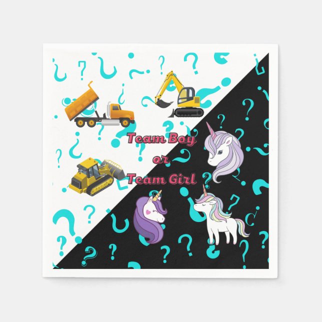 Team Boy vs Team Girl Heavy Equipment vs Unicorns  Napkin (Front)