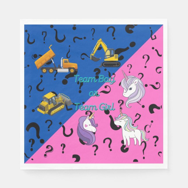 Team Boy vs Team Girl Heavy Equipment vs Unicorns  Napkin (Front)