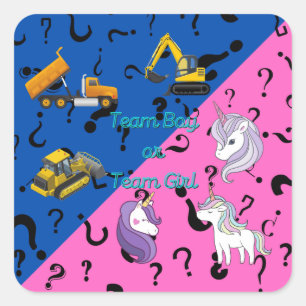 Team Boy vs Team Girl Heavy Equipment vs Unicorns  Square Sticker