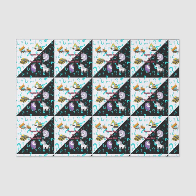 Team Boy vs Team Girl Heavy Equipment vs Unicorns  Tissue Paper (Front)
