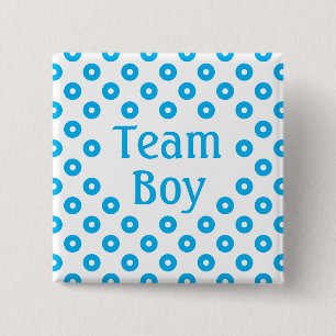 "Team Boy" White Polka Dot Gender Prediction 15 Cm Square Badge