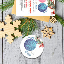 Team Boy Winter Gender Reveal Party Sticker