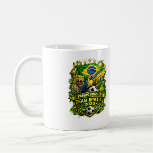 Team Brazil 2026 Jaguar & Macaw Soccer Fan Coffee Mug
