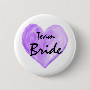Team Bride Abstract Paint Love Purple  Button
