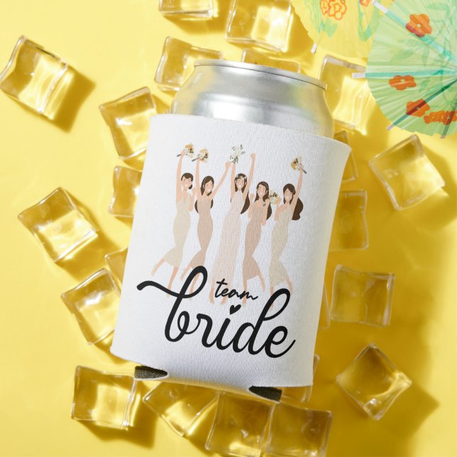 Team Bride Bachelorette Party Wedding Bridesmaid Can Cooler (In Situ Summer)