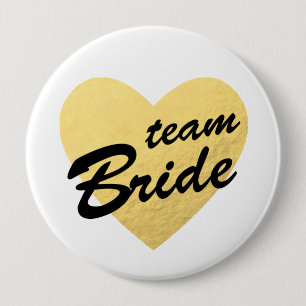 Team Bride Badge   gold heart