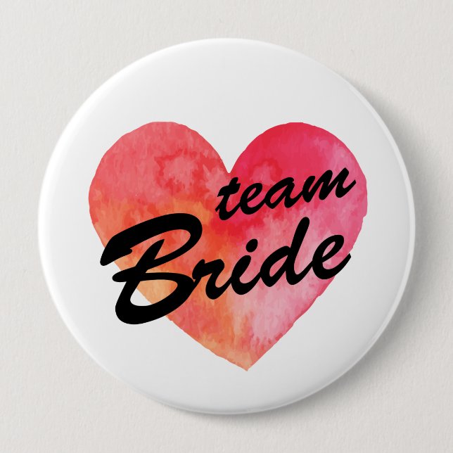 Team Bride Badge | watercolor heart (Front)