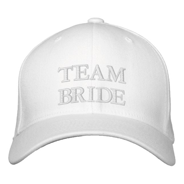 Team Bride blush pink white elegant typography Embroidered Hat (Front)