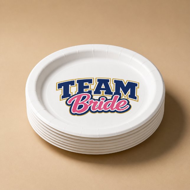 Team Bride Bold Wedding Party Paper Plate (Creator Uploaded)