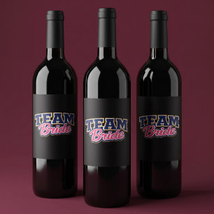 Team Bride Bold Wedding Party Wine Label