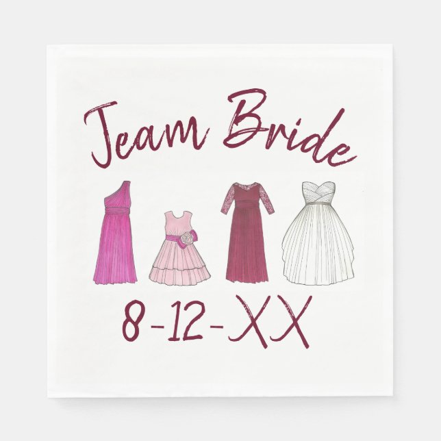 TEAM BRIDE Bridal Party Bridesmaid Flowergirl Gown Napkin (Front)