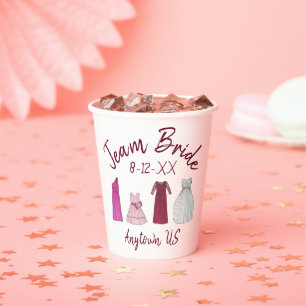 Team Bride Bridal Shower Bachelorette Party Gowns Paper Cups