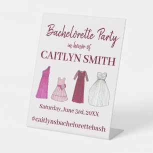 Team Bride Bridal Shower Bachelorette Party Gowns Pedestal Sign