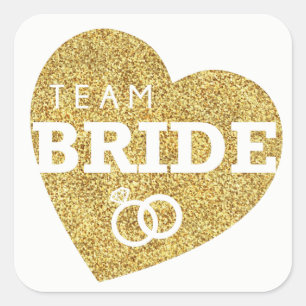Team Bride Bridal Shower Stickers Gold Glitter