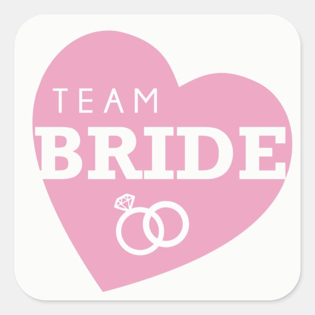 Team Bride Bridal Shower Stickers PINK Heart (Front)
