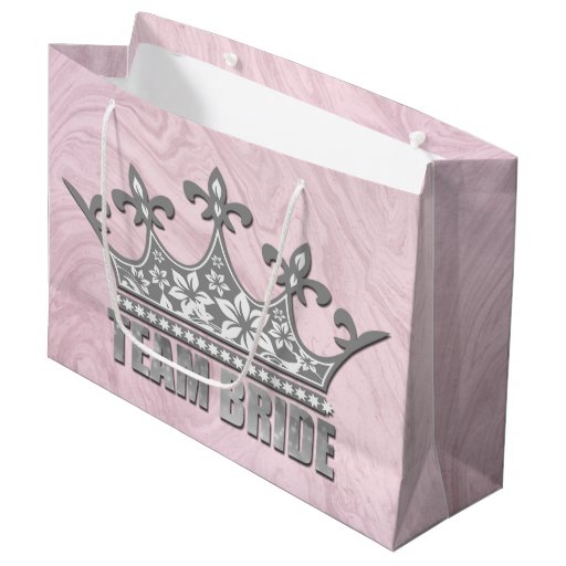 Image of Team Bride Bridal Wedding Bridesmaid Silver Crown Large Gift Bag