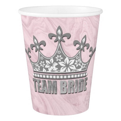 Image of Team Bride Bridal Wedding Bridesmaid Silver Crown Paper Cup