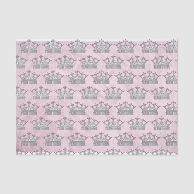 Team Bride Bridal Wedding Bridesmaid Silver Crown Tissue Paper (Front)