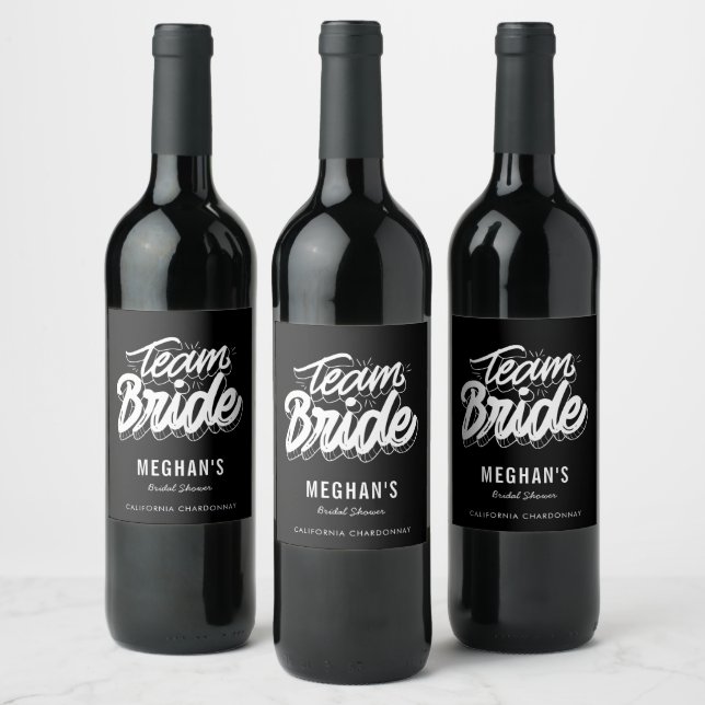 Team Bride Bridesmaid Bridal Party Wedding Wine Label (Bottles)