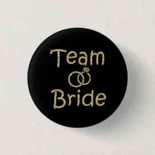 Team Bride Bridesmaid Gold Glitter button