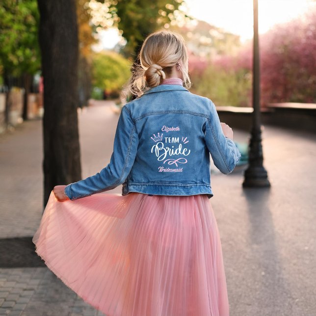 "Team Bride" Bridesmaid Personalised Denim Jacket (Creator Uploaded)