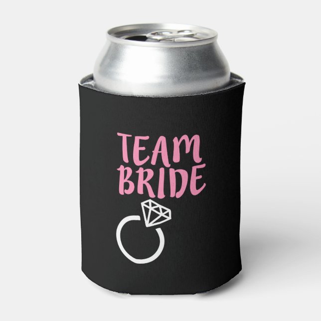 Team Bride Bridesmaid wedding ring Can Cooler (Can Front)