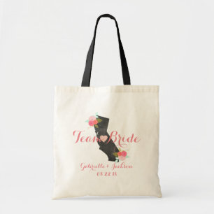 Team Bride California State Wedding Bridesmaid Tote Bag