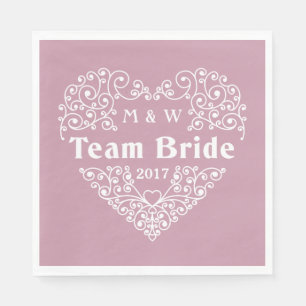 Team Bride custom monograms & year paper napkins